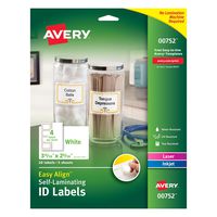Avery Professional Grade Self-Laminating Water Resistant ID Labels,3-5/16" x 2-5/16", 20 Pk (00752)