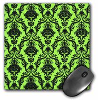 3dRose LLC 8 x 8 x 0.25 Inches Mouse Pad, Black Formal with Lime Green (mp_40791_1)