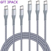 XnewCable 6FT 3PACK Type C to C 2.0 Cable for USB Type-C Devices Compatible with Samsung Galaxy Note 8 S8 S8+ S9,Google Pixel, Nexus 6P, Huawei Matebook, GrPro Hero7 (Dark Gray)