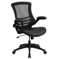 Flash Furniture Desk Chair with Wheels | Swivel Chair with Mid-Back Black Mesh and LeatherSoft Seat for Home Office and Desk