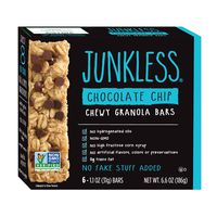 Junkless Chewy Granola Bars, Chocolate Chip, 1.1 oz., 6 Bars (8 Count), Non-GMO, low sugar, great tasting