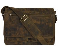 Leather Messenger Bag for Men & Women 14inch laptop Bag for Travel College Work - Handmade by LEVOGUE (Khaki Vintage)