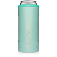 BrüMate Hopsulator Slim Double-walled Stainless Steel Insulated Can Cooler for 12 Oz Slim Cans (Glitter Aqua)