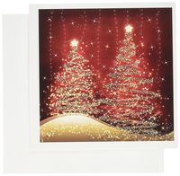 3dRose Elegant Christmas Sparkling Trees Red Greeting Cards, Set of 12 (gc_35705_2)
