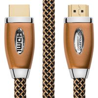 4k Hdmi Cable 6 ft - Gold Braided Hdmi Cord 2.0 Heavy Duty (4k @ 60hz 18 Gbps) 24k - Supports Full Uhd 3D 2160p 1080p with Blueray, Roku Tv, Nintendo Wii, Xbox,Projector, Apple tv,ps3, ps4