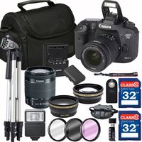 Canon EOS 7D Mark II Digital SLR Camera + 18-55mm STM + SD Card Reader + 64GB Memory + Remote + Accessory Bundle - International Version