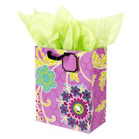 Hallmark 13" Large Gift Bag with Tissue Paper (Purple Flower with Gem) for Birthdays, Mothers Day, Bridal Showers or Any Occasion