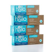 Hello Oral Care Fluoride Free Antiplaque & Whitening Toothpaste, Vegan & SLS Free, Natural Peppermint with Tea Tree Oil & Coconut Oil, 4Count