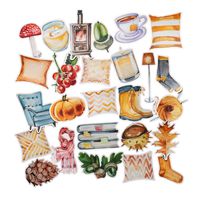 Navy Peony Yellow Autumn Stickers (31 Pack) - Small, Cute, Waterproof and Durable | Aesthetic Fall Decals for Water Bottles, Laptops, Scrapbook