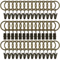 Topspeeder 42 Pack Curtain Rings with Clips Decorative Drapery Rustproof Vintage 1 Inch Interior Diameter Bronze Color