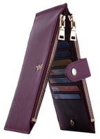 Travelambo Womens Walllet RFID Blocking Bifold Multi Card Case Wallet with Zipper Pocket (CH Red Wine 2393)
