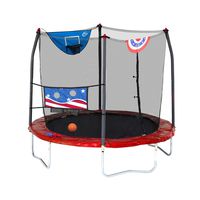 Skywalker Trampolines Stars & Stripes Jump N' Dunk 8' Trampoline with Safety Enclosure Basketball Hoop