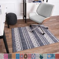 Anji Mountain Chair Mat Rug'd Collection, 1/4" Thick - For Low Pile Carpets & Hard Surfaces, Alesund , Gray Tone Tribal Stripes