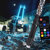 5ft Spiral LED Whip Light for UTV ATV [21 Modes] [20 Colors] [RF Wireless Remote] [Weatherproof] [USA Flag] LED Lighted Whip Antenna for RZR Can-Am Polaris UTV ATV Accessories