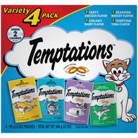 TEMPTATIONS Classic Cat Treats Feline Favorites Variety Pack, (4) 3 oz. Pouches