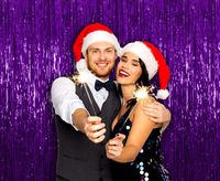 Violet Purple Fringe Curtain 3 x Feet Foil Door Decorations 2 Pack Tinsel Party Supplies for Mardi Gras Masquerade Ball Birthday Wedding Halloween Baby Bridal Shower Photo booth Backdrop