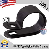 R-Type Cable Clamps Nylon Black Hose Wire Electrical Ring Loop
