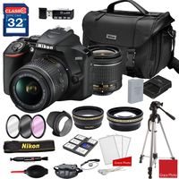 Nikon D3500 DSLR Camera with AF-P DX NIKKOR 18-55mm f/3.5-5.6G VR Lens + Nikon DSLR Camera Case + 32GB Memory Bundle (24pcs)