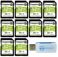 Kingston 32GB SD Memory Card (10 Pack Bundle) Canvas Select SDHC Card Class 10 UHS-1 (SDS/32GB) Plus (1) Everything But Stromboli (TM) SD & Micro Card Reader