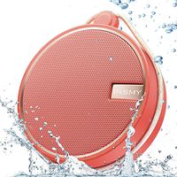 INSMY Portable IPX7 Waterproof Bluetooth Speaker, Wireless Outdoor Speaker Shower Speaker, with HD Sound, Support TF Card, Suction Cup, 12H Playtime, for Kayaking, Boating, Hiking (Coral)