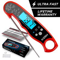 Kizen Instant Read Meat Thermometer - Best Waterproof Ultra Fast Thermometer with Backlight & Calibration. Kizen Digital Food Thermometer for Kitchen, Outdoor Cooking, BBQ, and Grill!