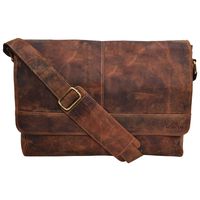 Genuine Leather Messenger Bag for Men and Women - 14 inch Laptop Bag for College Work Office by LEVOGUE (COGNAC VINTAGE)