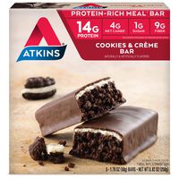 Atkins Protein-Rich Meal Bar, Cookies n' Crème, Keto Friendly, 5 Count