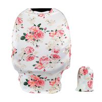 TUOKING Car Seat Covers for Babies, Silky Nursing Cover for Breastfeeding, Matching Storage Bag, Peony-White