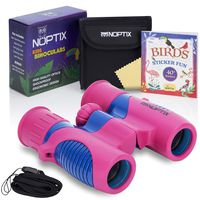 Kids Binoculars Real Binoculars in 2 Different Vibrant Color Options for Boys and Girls Ages 3 to 14 - BONUS Sticker Book of 40+ Birds with Species Names - Pink & Blue