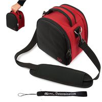 eBigValue Red Slim Holster Camera Bag Carrying Case for Samsung AQ100 CL80 DualView ST100 DualView ST600 DualView ST700 SL600 SL605 ST30 ST65 ST80 Digital Camera and Hand Strap
