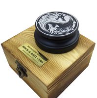 Riverstone Audio - Rock & Roll Series 380 Record Weight Turntable Stabilizer (380 g) - Anodized Aluminum - Laser Engraved Yin Yang Dragons - Color: (Midnght Black)