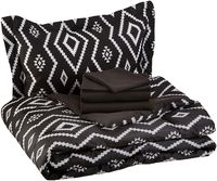 AmazonBasics 5-Piece Light-Weight Microfiber Bed-In-A-Bag Comforter Bedding Set - Twin or Twin XL, Black Aztec