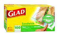 Glad Zipper Food Storage Sandwich Bags - 100 Count - 6 Pack , 6 Count