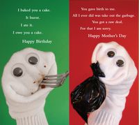 Quiplip Sock Em's Birthday Mother's Day (6) Greeting Cards