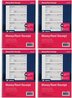 Adams Money and Rent Receipt Book, 2-Part Carbonless, 7-5/8" x 11", Spiral Bound, 200 Sets per Book, 4 Receipts per Page (SC1182) - 4 Pack