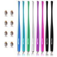 Dimples Excel Slim Waist Stylus with 6mm Fiber Tips (8pcs - Aqua Blue/Dark Blue/Pink/Silver/Purple/Green/2 Black)