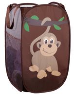 Mesh Popup Laundry Hamper - Portable, Durable Handles, Collapsible for Storage and Easy to Open. Folding Pop-Up Clothes Hampers are Great for The Kids Room, College Dorm or Travel. (Monkey)