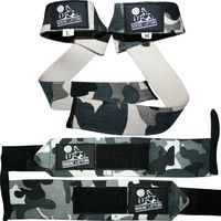 Wrist Wraps + Lifting Straps Bundle (2 Pairs) for Weightlifting, Cross Training, Workout, Gym, Powerlifting, Bodybuilding-Support for Women & Men,Best During Weight Lifting -Camo Grey,1 Year Warranty
