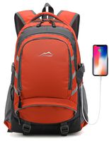 Backpack for School College Student Travel Business Bookbag with USB Charging Port Fit 15.6 inch Laptop Night Light Reflective Chest Luggage Straps (Orange)