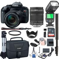 Canon EOS Rebel T7i with 18-135mm f/3.5-5.6 is STM + 32GB Memory + Camera Bag + TTL Speed Light + Pro Filters,(23pc Bundle)