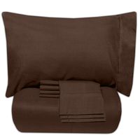 Sweet Home Collection 7 Piece Bed-In-A-Bag Solid Color Comforter & Sheet Set, King, Brown