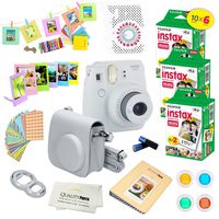 Fujifilm Instax Mini 9 Instant Camera SMOKEY WHITE w/ Fujifilm Instax Mini 9 Instant Films (60 Pack) + A14 Pc Deluxe Bundle For Fujifilm Instax Mini 9 Camera