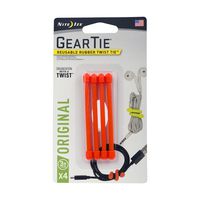Nite Ize GT3-4PK-31 Original Gear Rubber Twist Tie, 3" - 4-Pack, Bright Orange, 4