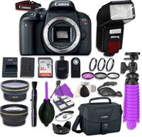 Canon EOS Rebel T7i Digital SLR Camera Body with Automatic Flash + LED Video Light, Close-Up Lens Set, 32GB Memory Card + Accessory Bundle