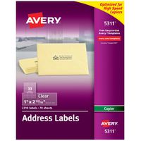 Avery Matte Frosted Clear Address Labels for Copiers, 1" x 2-13/16", 2,310 Labels (5311)