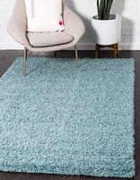 Unique Loom Solo Solid Shag Collection Modern Plush Light Slate Blue Area Rug (5' 0 x 8' 0)