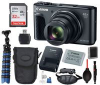 Canon Powershot SX730 HS Digital Camera (Black) with Bundle Package Deal -SanDisk 32gb SD Card + Camera Case + Gripster Tripod + More