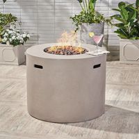 Christopher Knight Home Aidan Outdoor 31-inch Circular Propane Fire Pit Table w/Tank Holder by Light Grey