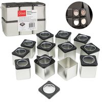 Magnetic Spice Jars- Shake or Pour Containers Attach to Most Refrigerator Doors- Set of 12 Dispensers- Easy Open Window Top Shakers