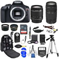 Canon EOS Rebel T6 DSLR Camera with EF-S 18-55mm f/3.5-5.6 is II Lens EF 75-300mm f/4-5.6 III Lens Zoom Lenses Black (1159C008) USA - Full Accessory Basic Bundle Package Deal